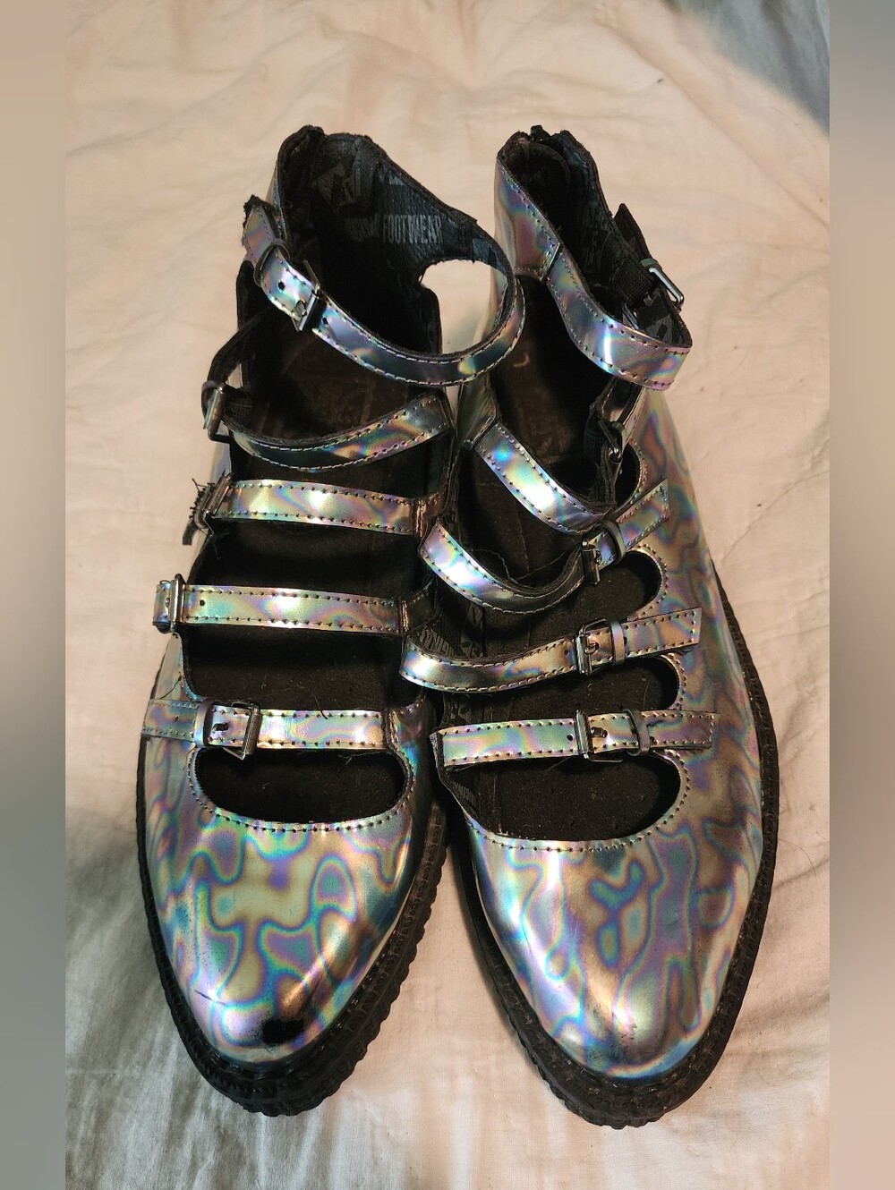 Tuk Rainbow Oil Slick Mary Janes Size 10